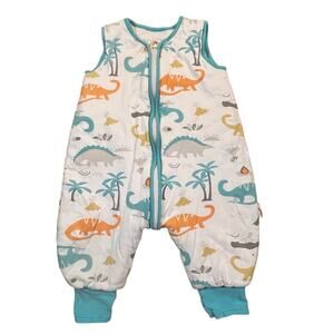 Mosebears‎ Baby Dinosaur Sleep Sack Zip Sleeveless Teal White Toddler 6-18m